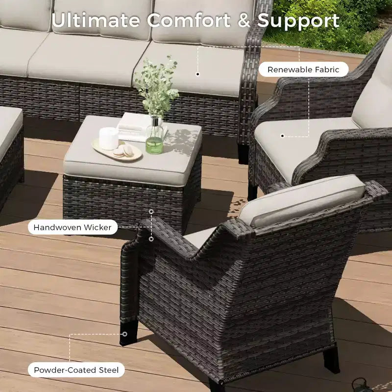 UPTIOT premium loungeset voor buiten met draaistoelen en salontafel