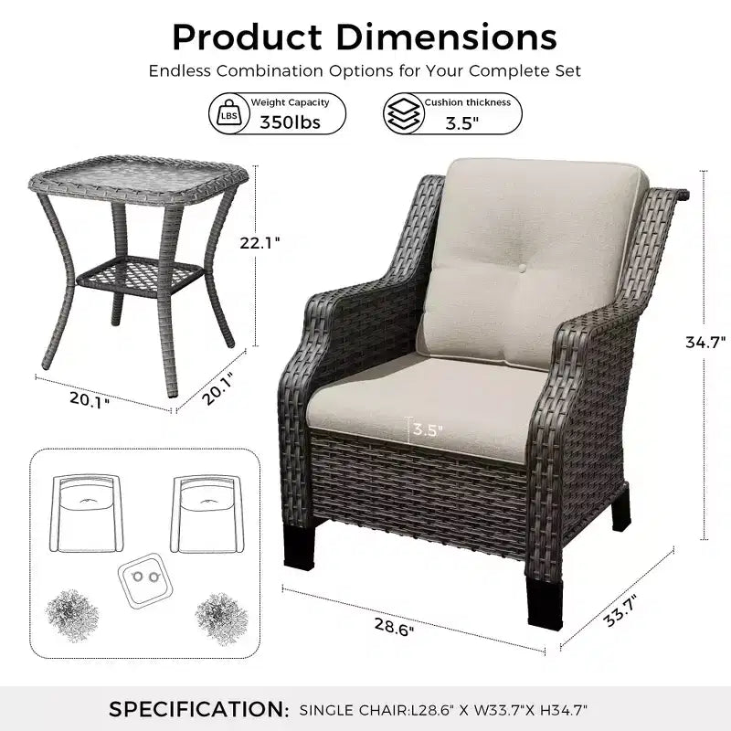 UPTIOT premium loungeset voor buiten met draaistoelen en salontafel