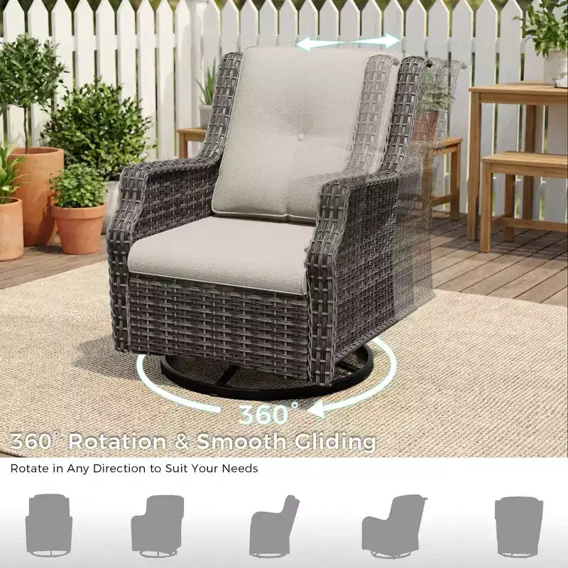 UPTIOT Premium Outdoor Lounge Set with Rotating Chairs and Coffee Table