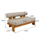 Christopher Knight Home Ishaan moderne 2-delige set voor het terras met gestoffeerde acaciahouten tweezitsbank en salontafel met lattenblad