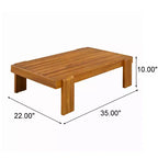 Christopher Knight Home Ishaan moderne 2-delige set voor het terras met gestoffeerde acaciahouten tweezitsbank en salontafel met lattenblad