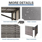 Sofá seccional de ratán para patio exterior de 3 piezas Celebalcony, en forma de L, con cojín y mesa de vidrio para balcón o jardín