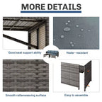 Sofá seccional de ratán para patio exterior de 3 piezas Celebalcony, en forma de L, con cojín y mesa de vidrio para balcón o jardín