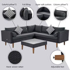 Set GDFStudio Landon moderno da patio in vimini, composto da divano a L da 4 pezzi per conversazione, tavolo e cuscini