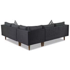 Set GDFStudio Landon moderno da patio in vimini, composto da divano a L da 4 pezzi per conversazione, tavolo e cuscini