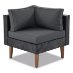Set GDFStudio Landon moderno da patio in vimini, composto da divano a L da 4 pezzi per conversazione, tavolo e cuscini
