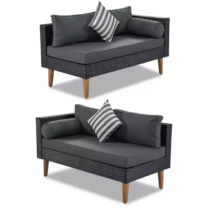 Set GDFStudio Landon moderno da patio in vimini, composto da divano a L da 4 pezzi per conversazione, tavolo e cuscini