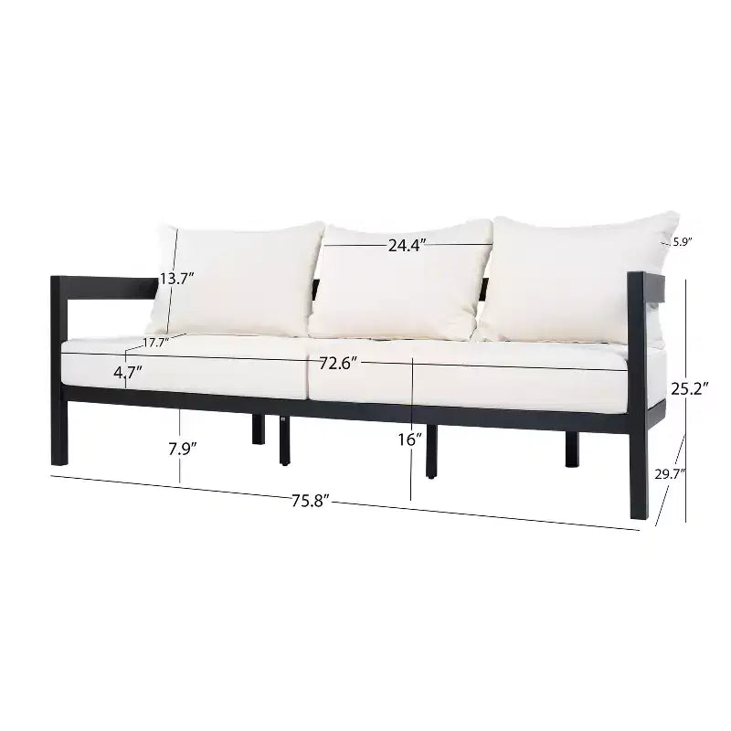 Christopher Knight Home Daniela moderne 4-delige aluminium terrasmeubelset met gebogen rugleuning, kussen en tafelblad van gehard glas