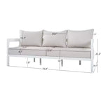 Christopher Knight Home Daniela moderne 4-delige aluminium terrasmeubelset met gebogen rugleuning, kussen en tafelblad van gehard glas