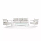 Christopher Knight Home Daniela moderne 4-delige aluminium terrasmeubelset met gebogen rugleuning, kussen en tafelblad van gehard glas