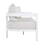 Christopher Knight Home Daniela moderne 4-delige aluminium terrasmeubelset met gebogen rugleuning, kussen en tafelblad van gehard glas