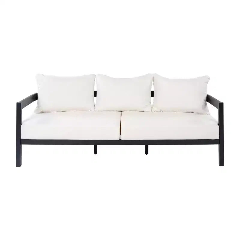 Christopher Knight Home Daniela moderne 4-delige aluminium terrasmeubelset met gebogen rugleuning, kussen en tafelblad van gehard glas