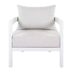 Christopher Knight Home Daniela moderne 4-delige aluminium terrasmeubelset met gebogen rugleuning, kussen en tafelblad van gehard glas