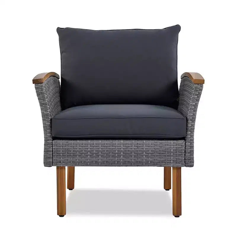 Whisen Ensemble de canapé modulaire d’extérieur en osier de 9 pièces, canapé de jardin, ensemble de mobilier de conversation avec table basse et coussins lavables – gris