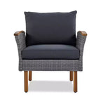 Whisen Ensemble de canapé modulaire d’extérieur en osier de 9 pièces, canapé de jardin, ensemble de mobilier de conversation avec table basse et coussins lavables – gris