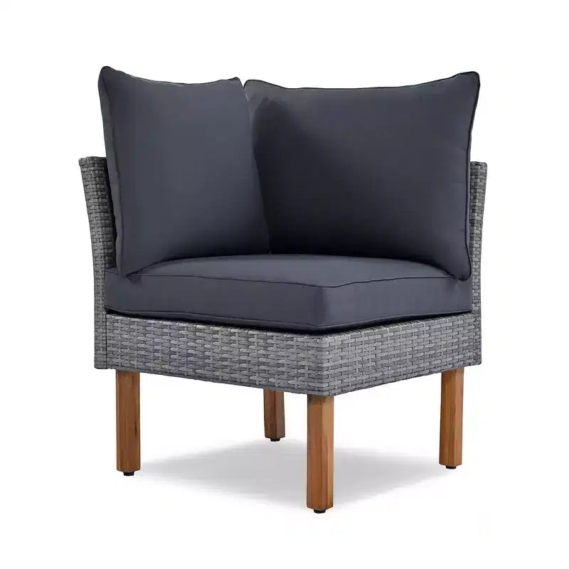 Whisen Ensemble de canapé modulaire d’extérieur en osier de 9 pièces, canapé de jardin, ensemble de mobilier de conversation avec table basse et coussins lavables – gris
