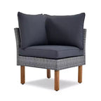 Whisen Ensemble de canapé modulaire d’extérieur en osier de 9 pièces, canapé de jardin, ensemble de mobilier de conversation avec table basse et coussins lavables – gris