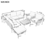 Whisen Ensemble de canapé modulaire d’extérieur en osier de 9 pièces, canapé de jardin, ensemble de mobilier de conversation avec table basse et coussins lavables – gris