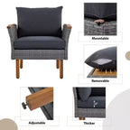 Whisen Ensemble de canapé modulaire d’extérieur en osier de 9 pièces, canapé de jardin, ensemble de mobilier de conversation avec table basse et coussins lavables – gris