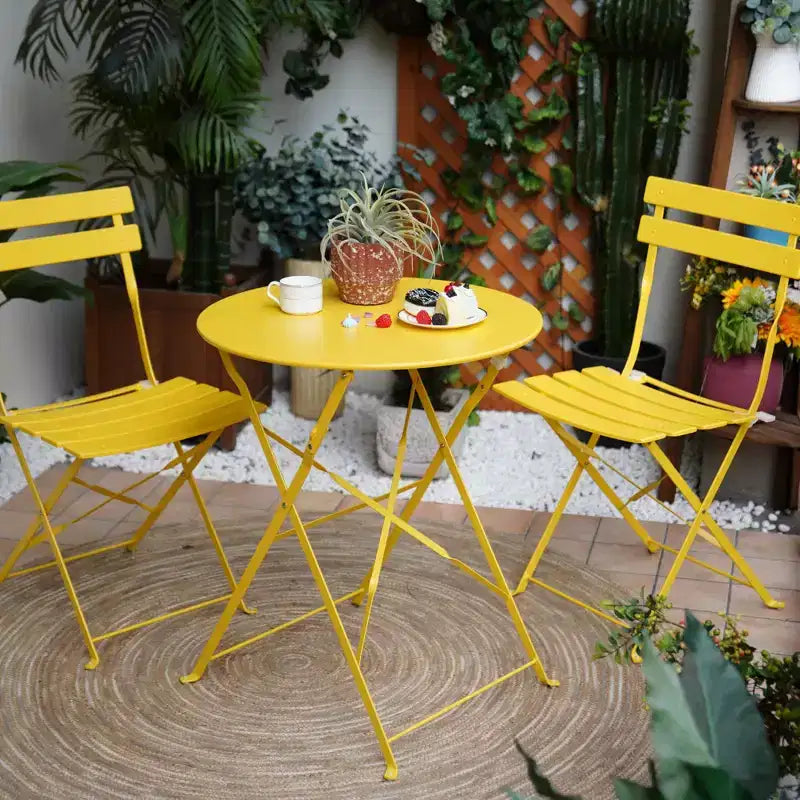 Conjunto portátil plegable de mesa y sillas de tres piezas para exteriores