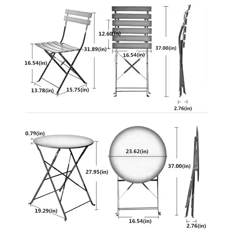 Conjunto portátil plegable de mesa y sillas de tres piezas para exteriores