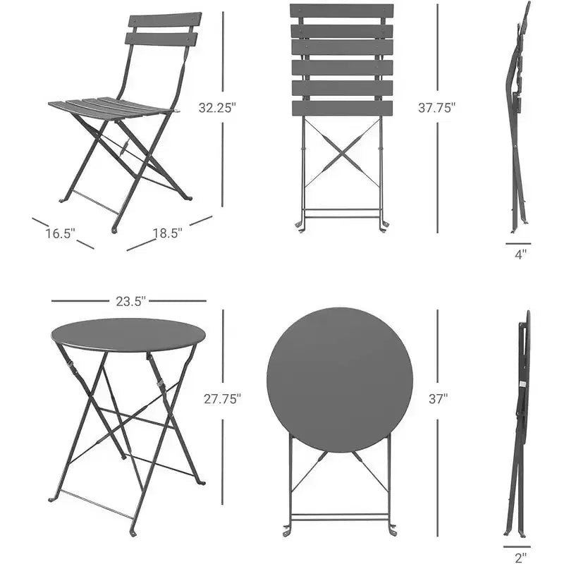 Conjunto portátil plegable de mesa y sillas de tres piezas para exteriores