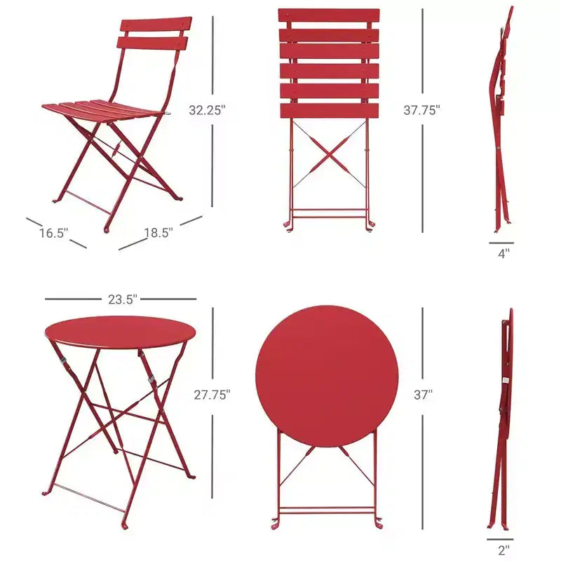 Conjunto portátil plegable de mesa y sillas de tres piezas para exteriores