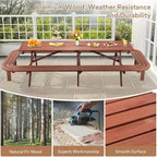 Ensemble de repas d’extérieur en bois Zevemomo pour 14 à 16 personnes, avec emplacement pour parasol, 2 longues banquettes intégrées, capacité totale de 2630LBS, pour jardin, marron