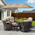 UPTIOT Outdoor Swivel Chair Set with Side Tables and 15-ft Enhanced Patio Umbrella