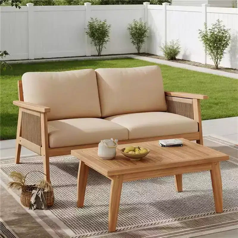 2/4-Piece Patio Conversation Set, Acacia Wood Outdoor Furniture Set with Loveseat Sofa, Table, Chair for Garden/Balcony/Backyard - ModernLuxe