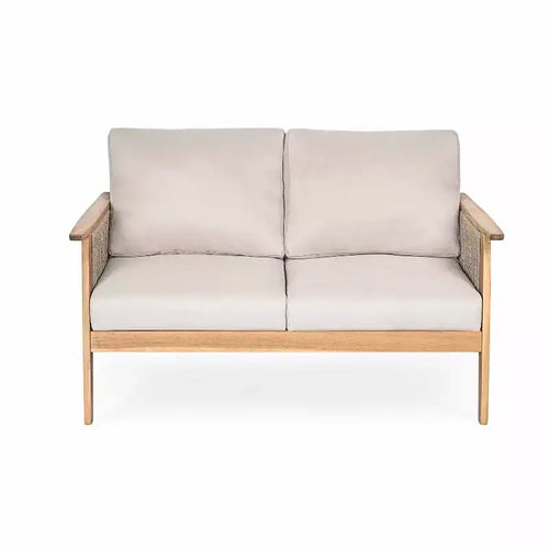 Conjunto de conversación para patio de 2/4 piezas, conjunto de muebles de exterior de madera de acacia con sofá biplaza, mesa y silla para jardín/balcón/jardín trasero - ModernLuxe