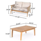 2/4-Piece Patio Conversation Set, Acacia Wood Outdoor Furniture Set with Loveseat Sofa, Table, Chair for Garden/Balcony/Backyard - ModernLuxe