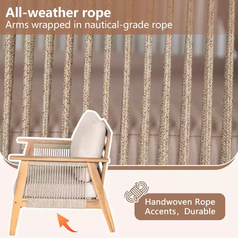 2/4-Piece Patio Conversation Set, Acacia Wood Outdoor Furniture Set with Loveseat Sofa, Table, Chair for Garden/Balcony/Backyard - ModernLuxe