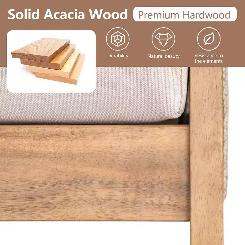 2/4-Piece Patio Conversation Set, Acacia Wood Outdoor Furniture Set with Loveseat Sofa, Table, Chair for Garden/Balcony/Backyard - ModernLuxe