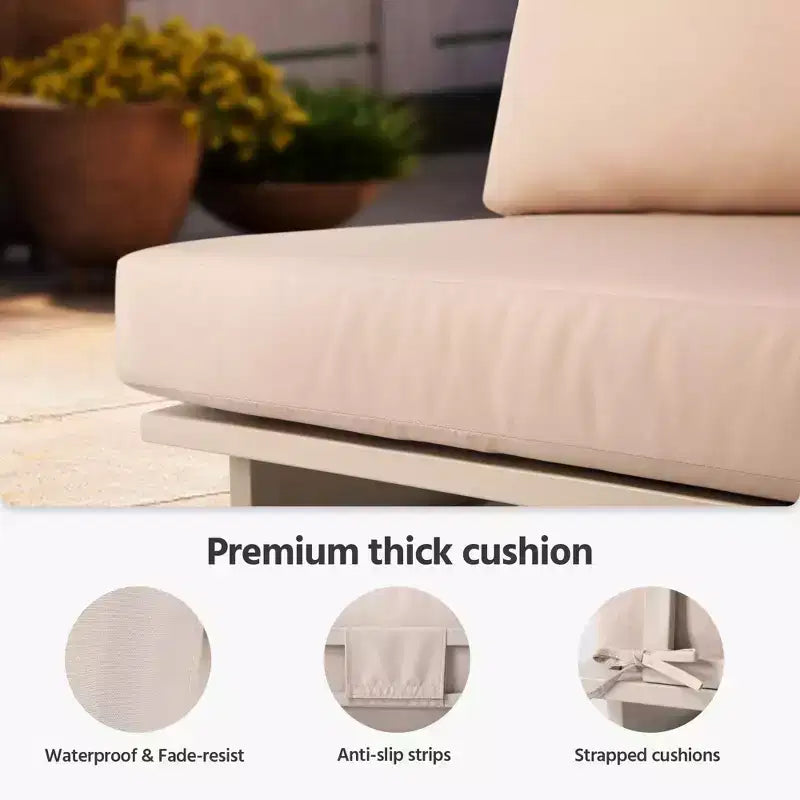 Ensemble de mobilier de terrasse LAUSAINT HOME, ensembles de conversation d'extérieur à cadre métallique avec table basse pour jardin ou bord de piscine
