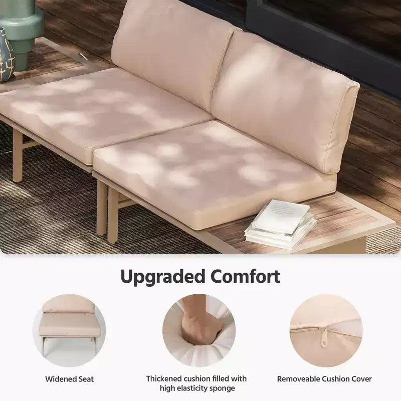 Ensemble de mobilier de terrasse LAUSAINT HOME, ensembles de conversation d'extérieur à cadre métallique avec table basse pour jardin ou bord de piscine