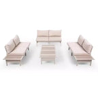 Ensemble de mobilier de terrasse LAUSAINT HOME, ensembles de conversation d'extérieur à cadre métallique avec table basse pour jardin ou bord de piscine