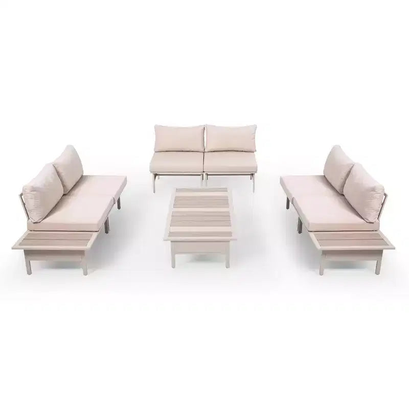 Ensemble de mobilier de terrasse LAUSAINT HOME, ensembles de conversation d'extérieur à cadre métallique avec table basse pour jardin ou bord de piscine