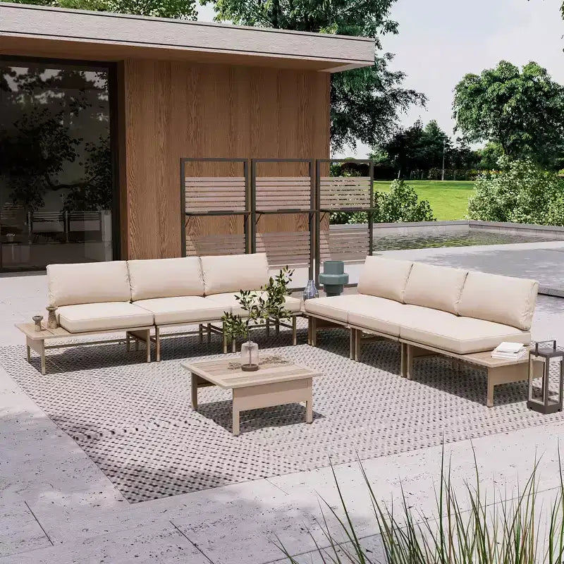 Ensemble de mobilier de terrasse LAUSAINT HOME, ensembles de conversation d'extérieur à cadre métallique avec table basse pour jardin ou bord de piscine