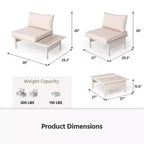 Ensemble de mobilier de terrasse LAUSAINT HOME, ensembles de conversation d'extérieur à cadre métallique avec table basse pour jardin ou bord de piscine