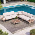LAUSAINT HOME Patio Furniture Set, Outdoor Metal Frame Patio Conversation Sets with Coffee Table for Garden, Poolside