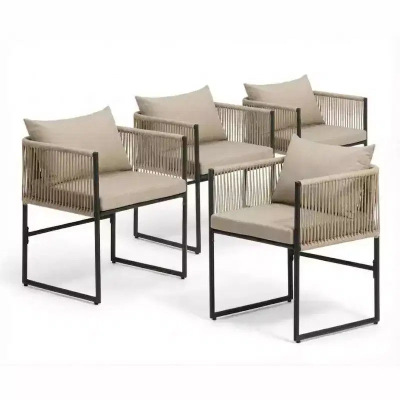 Modern PE Rattan Garden Chair Set of 2 with Cushions, Weatherproof Outdoor Furniture for Patio, Balcony or Terrace, Comfortable Seating