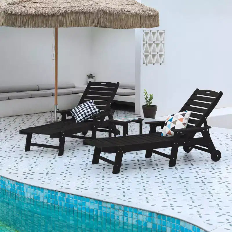 GDFStudio Fern 3-Piece Outdoor Chaise Lounge Set with Side Table and Adjustable Backrest