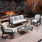 GDFStudio Vivienne 4 Piece Aluminum Outdoor Conversation Set with Cushions