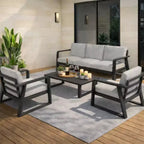 GDFStudio Vivienne 4 Piece Aluminum Outdoor Conversation Set with Cushions
