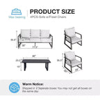 GDFStudio Vivienne 4 Piece Aluminum Outdoor Conversation Set with Cushions