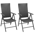 Set da pranzo vidaXL in rattan PE nero, di medie dimensioni, pieghevole, da esterno