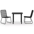 vidaXL Dining Set Black Poly rattan, powder-coated steel, tempered glass