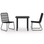 vidaXL Dining Set Black Poly rattan, powder-coated steel, tempered glass