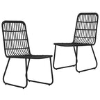 vidaXL Essgruppe aus schwarzem Poly-Rattan, pulverbeschichtetem Stahl und gehärtetem Glas